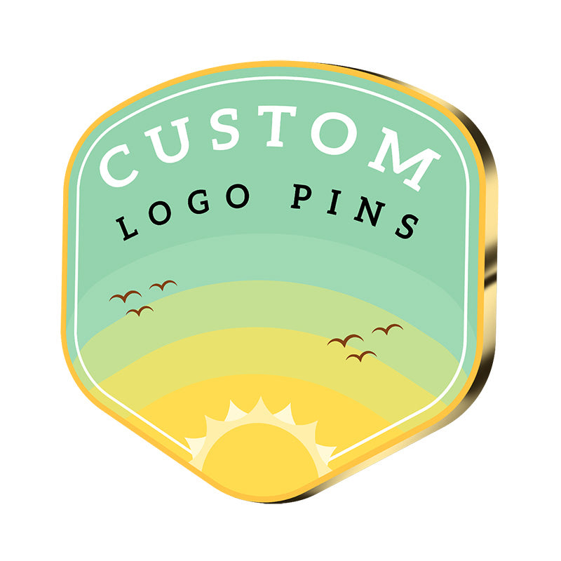 irregular-shaped printed pin with UV or silkscreen printing, single or double-sided option