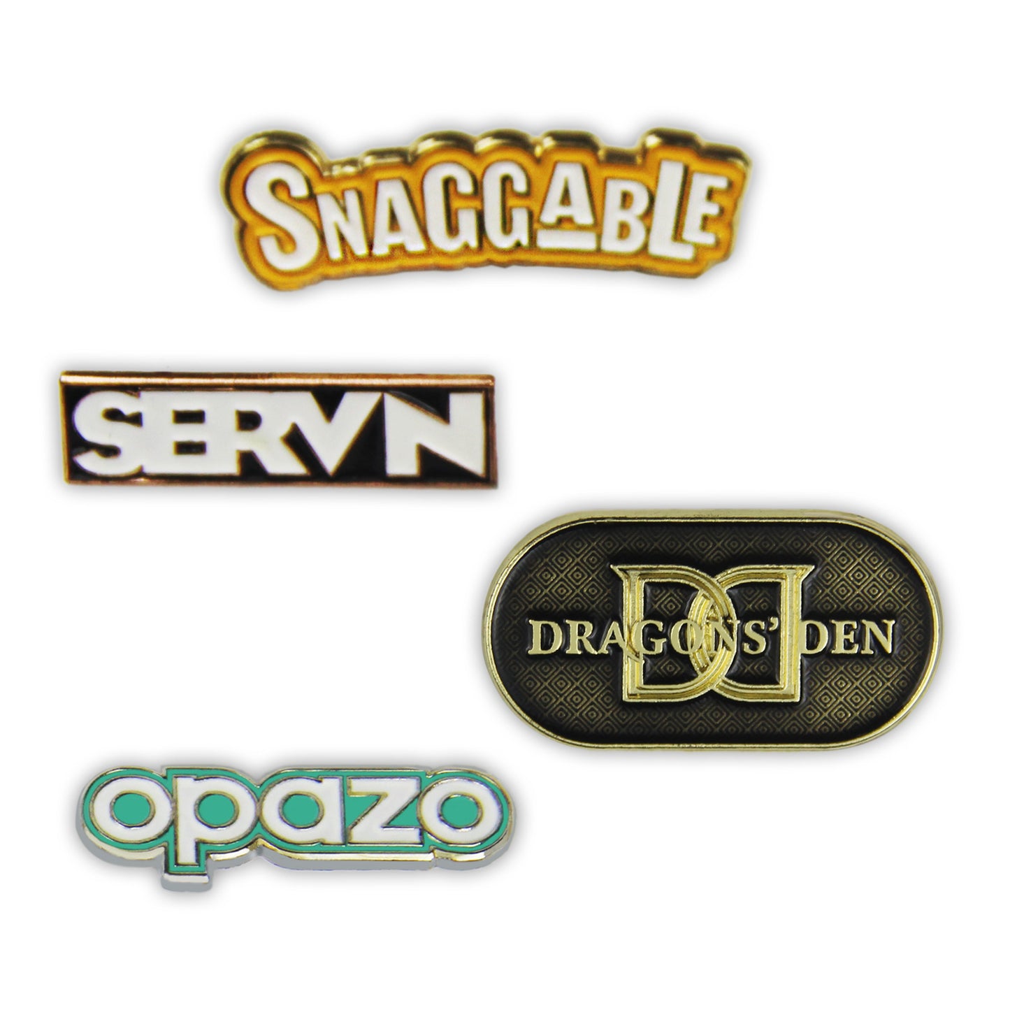 Custom soft enamel pin with brand letter logo; raised metal lines; colored enamel fill.