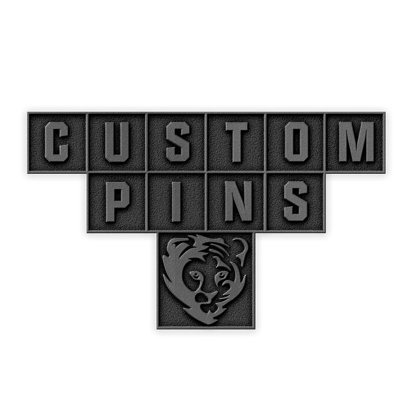 die struck custom pin in irregular shape with black silver plating and no enamel fill