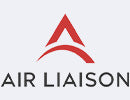 Air Liaison Corporate Logo Featuring Abstract Red V-Shaped Peak Design with Bold Black 'AIR LIAISON' Text for Aviation Service Brand Partnership Display