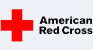American Red Cross Logo Featuring Bold Red Cross and Black Text on White Background for Humanitarian Partnership and Brand Recognition Display