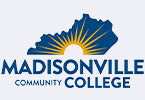 Madisonville Community College Logo Featuring Navy Blue Kentucky State Silhouette with Gold Sun Emblem and Custom 'MADISONVILLE COMMUNITY COLLEGE' Text for Education and Community Partnership Recognition