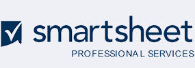 Logo Wall Featuring Smartsheet Professional Services Branding with Signature Blue Checkmark Icon and Bold Text for Technology Partnership and Professional Collaboration Recognition