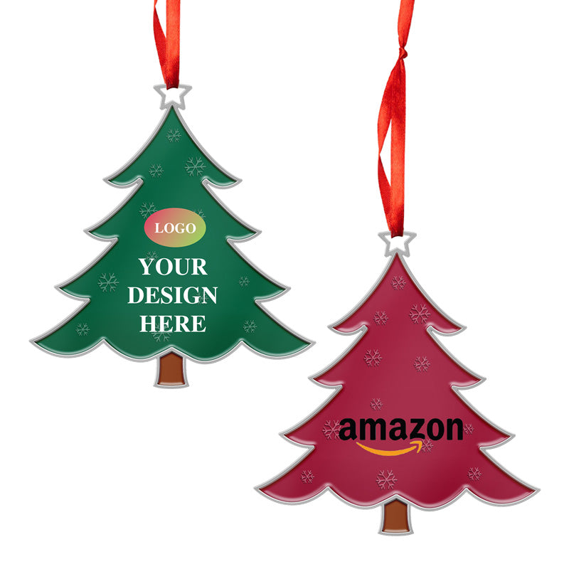 Christmas Tree Ornaments Personalized, Christmas Tree Ornaments, Tree Shaped, Metal, Red Green