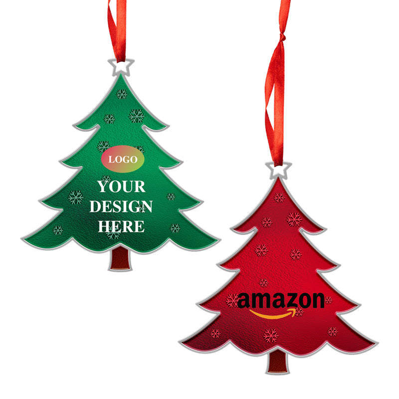 Christmas Tree Ornaments Personalized, Christmas Tree Ornaments, Tree Shaped, Metal, Red Green