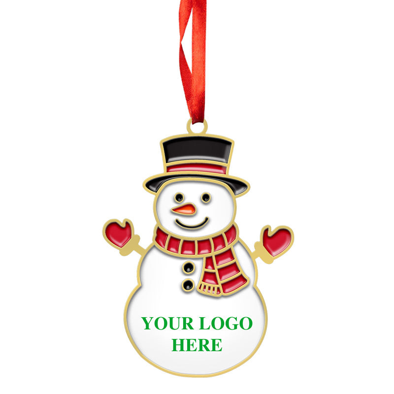 Gold Personalized Snowman Ornaments, Personalized Metal Snowman Christmas Ornament