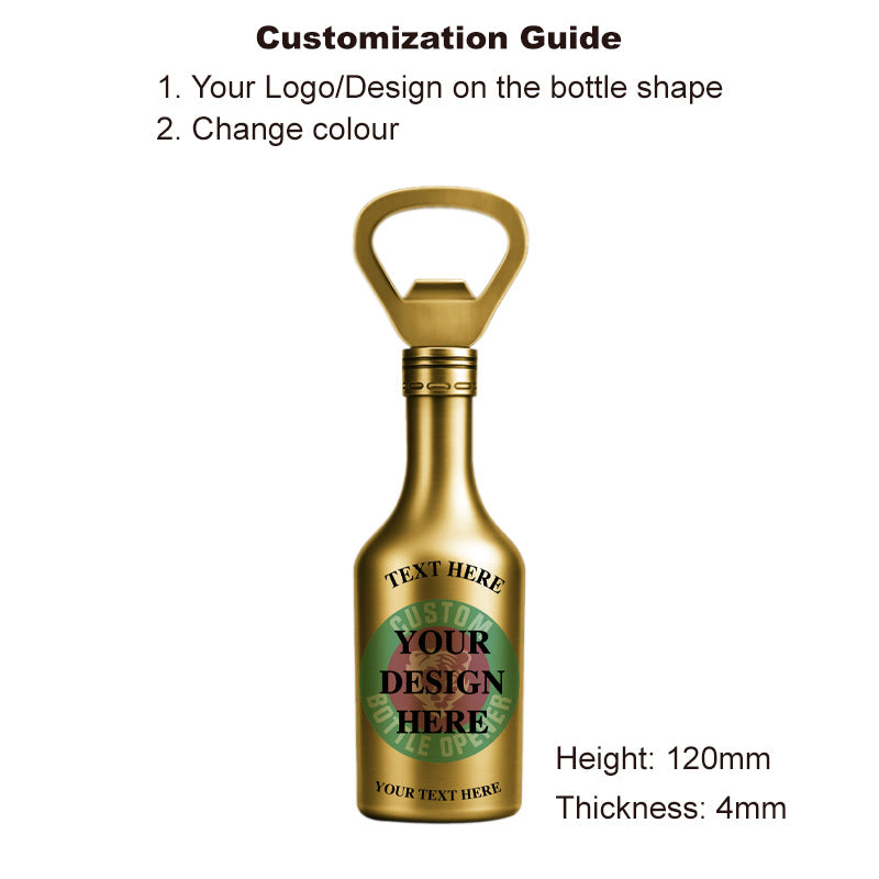 gold beer bottle-shaped corona opener featuring a long neck design for a sleek look