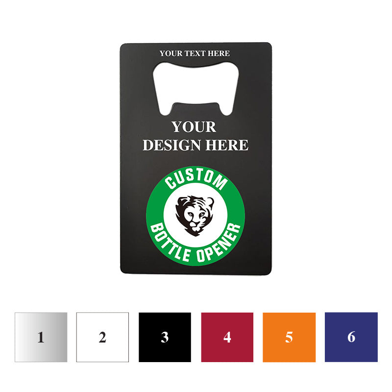color reference image for credit card bottle openers in 6 finishes