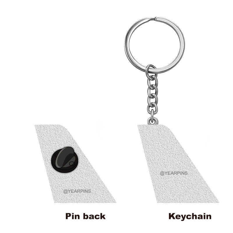 comparison between keychain and magnet styles for silver airline tail keychain