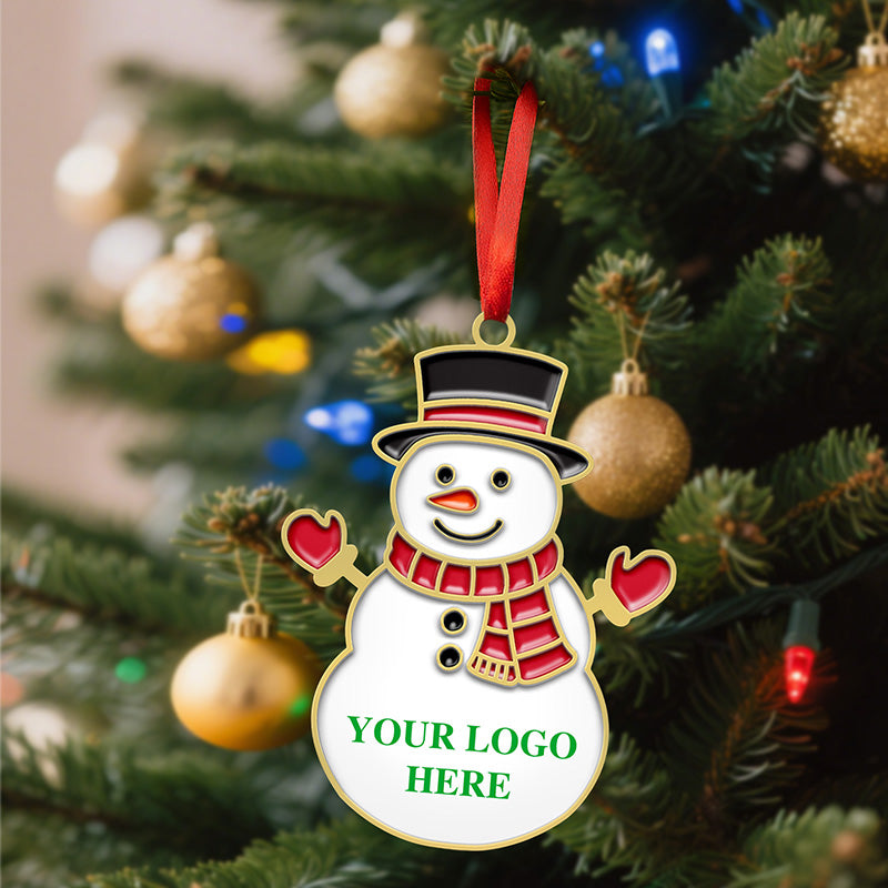 Personalized Snowman Ornaments, Personalized Metal Snowman Christmas Ornament, Display