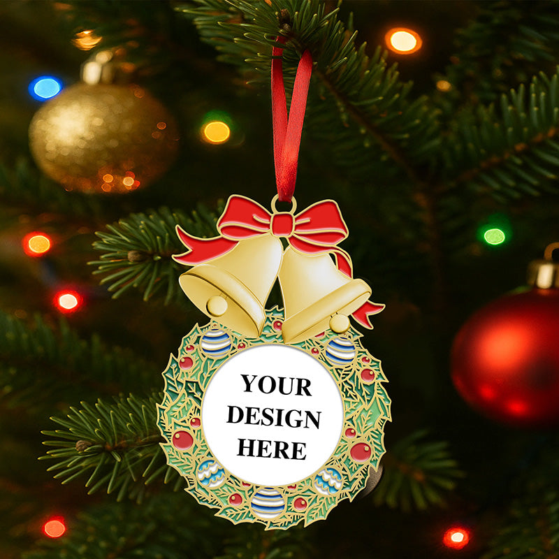 Bell Christmas Ornaments, Personalized Metal Engraved Bell Ornaments, Display