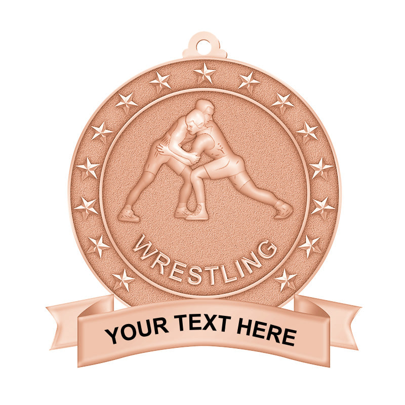 3D wrestling medal - copper