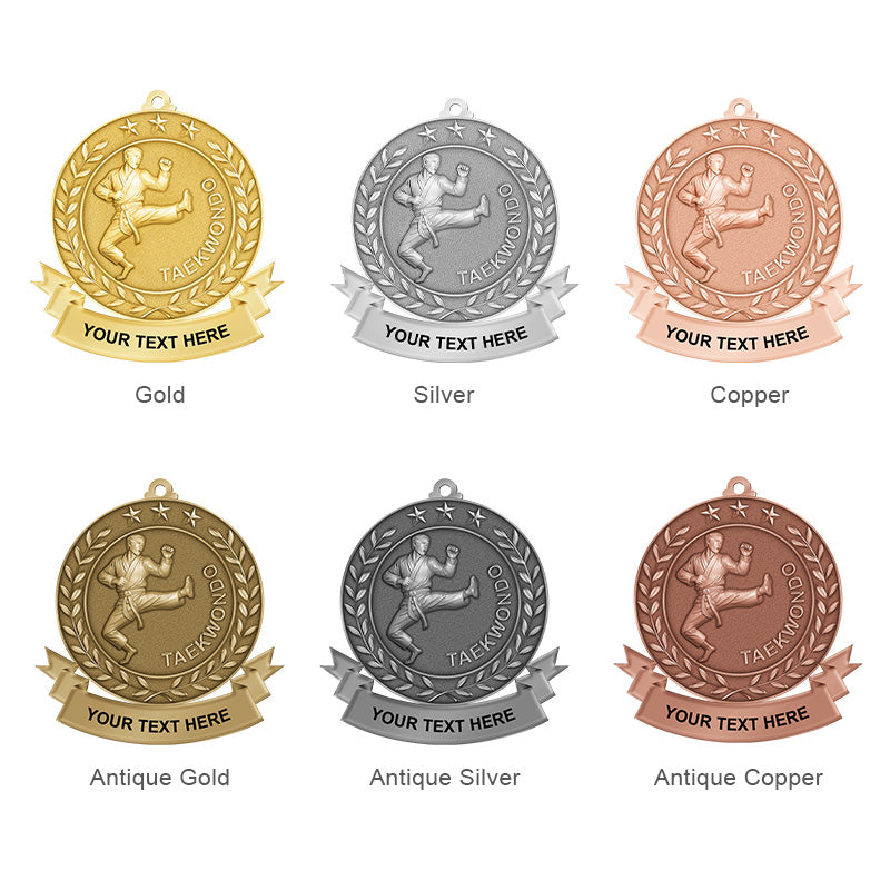 3D taekwondo medals collection - laurel wreath