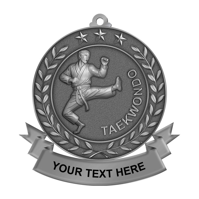3D taekwondo medal - antique silver
