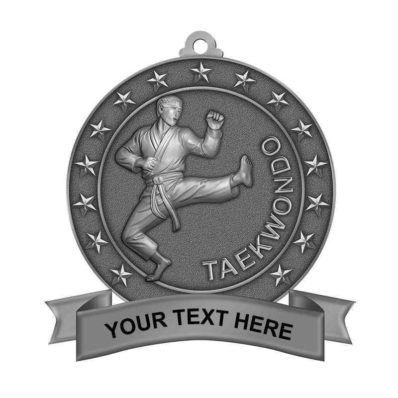 custom silver medals - teakwondo