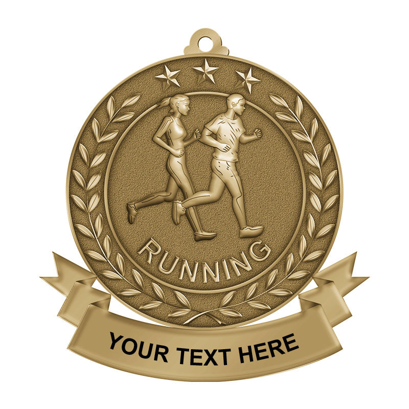 custom running medals - gold