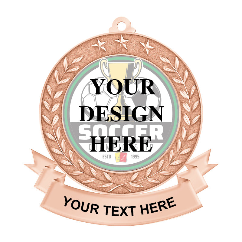 UV printed soccer medals - bronze