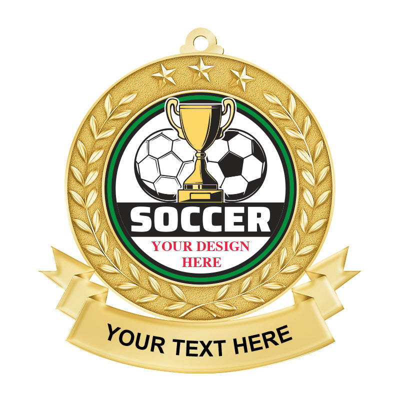 UV printed soccer medals - gold