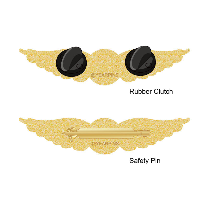 Air Force Wings Pin with Custom Round Logo - 2.5 inch