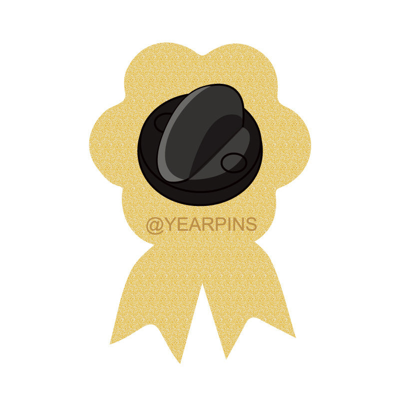 Red Flower Award Pins with Custom Center Design - Back side