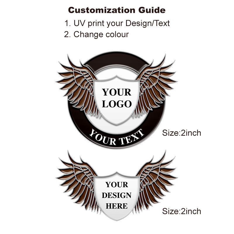 Silver Plating Eagle Wings Pin with Custom Text & Shield Logo
