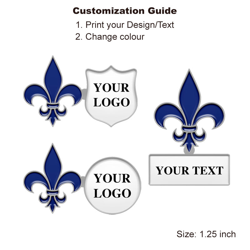 Custom silver fleur de lis lapel pin with your logo