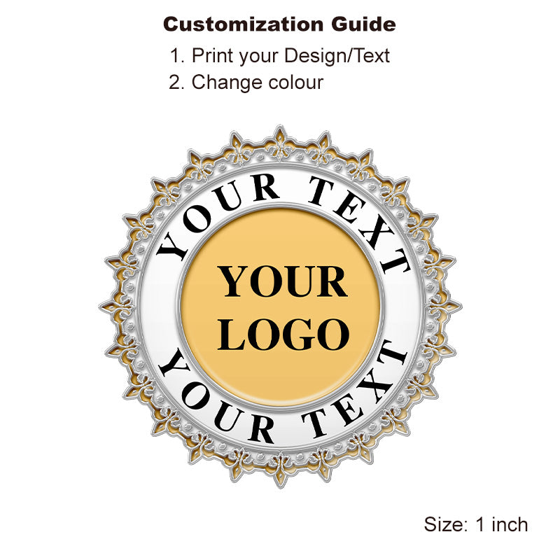 Custom silver fleur de lis pin featuring your logo and text