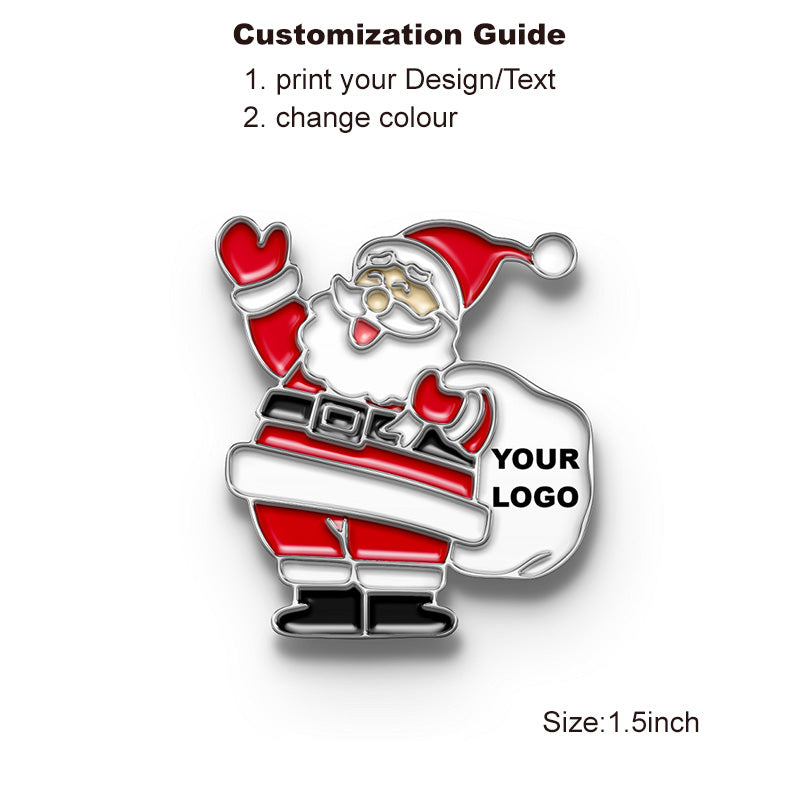 Silver Merry Christmas Lapel Pin with Custom Logo - Santa