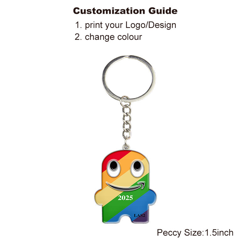 Peccy Keychains with Custom Design - Silver
