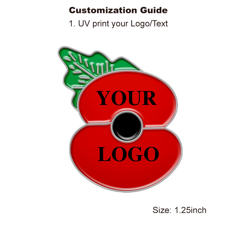 custom poppy logo pin silver