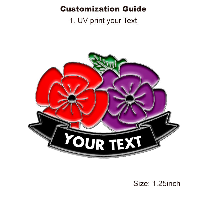 Silver Poppies Pin with Custom Remembrance Text