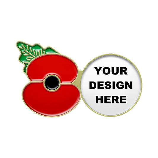Gold Poppy Pin with Custom Right Round Logo