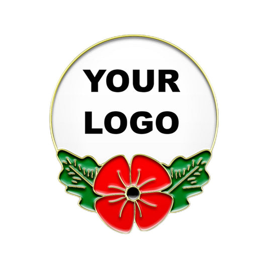 Gold Poppy Pin with Custom Upper Arc Logo