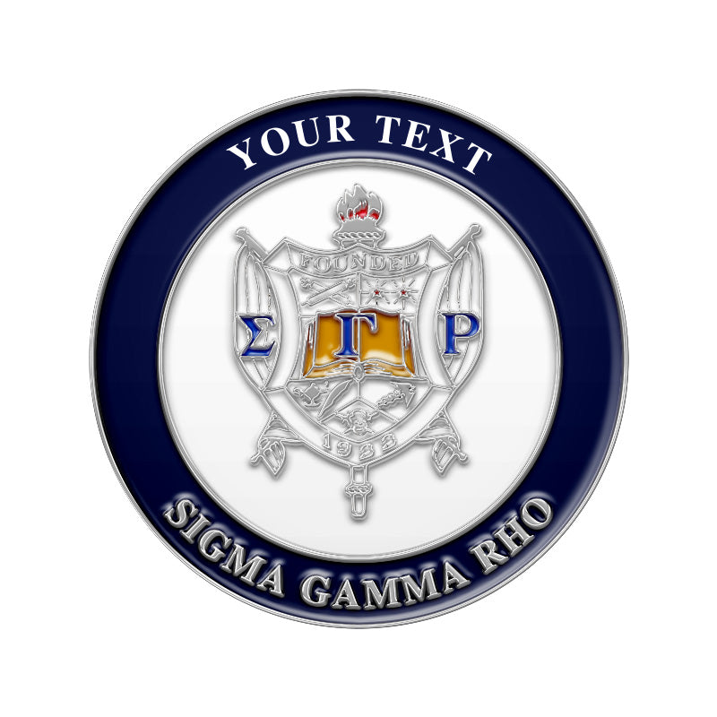 Silver Sorority Pin with Custom Text; Sigma Gamma Rho