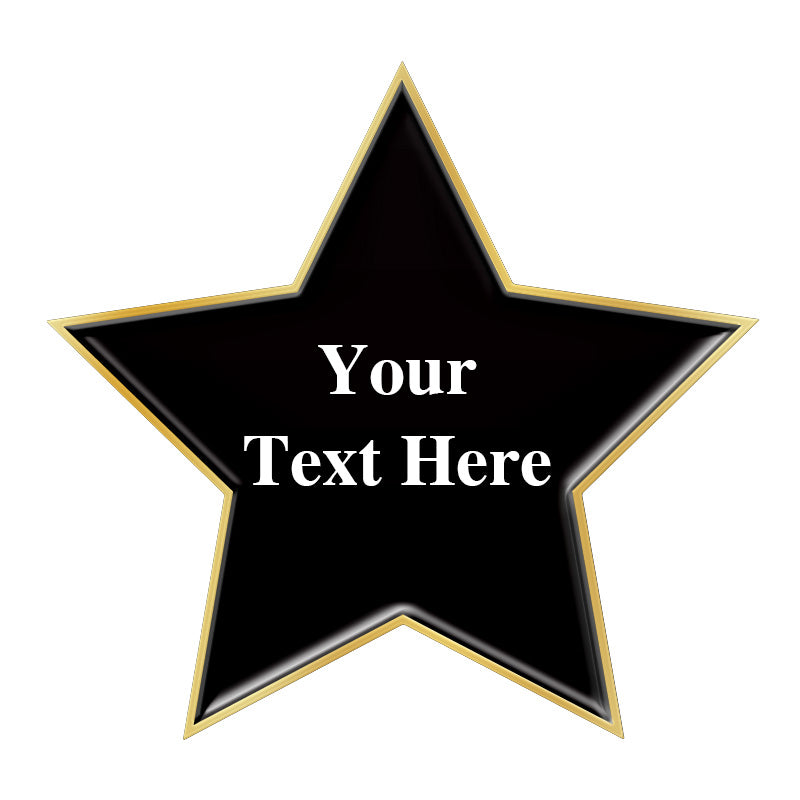 Gold star badge personalized with your text