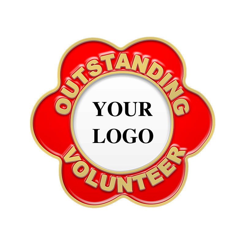 Gold Plating Volunteer Pins with Custom Center Logo