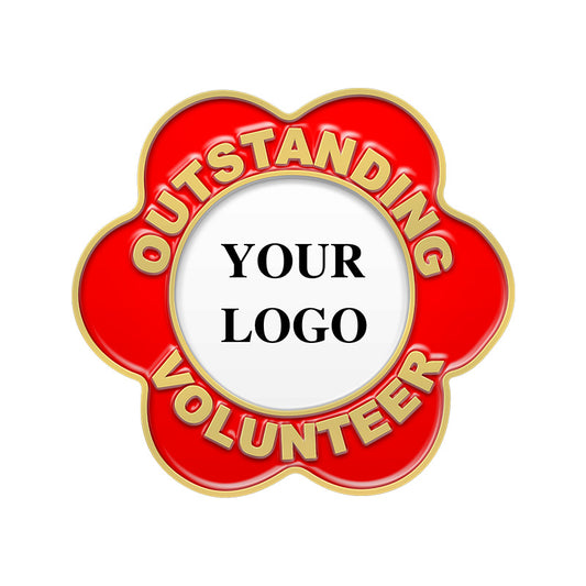 Gold Plating Volunteer Pins with Custom Center Logo
