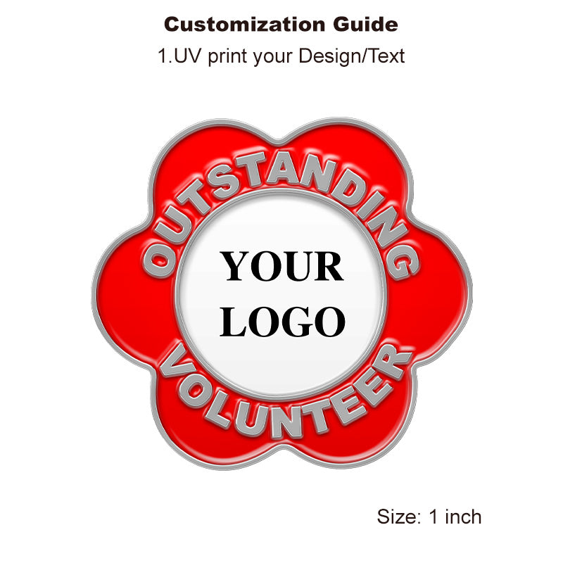 Silver Plating Volunteer Pins with Custom Center Logo
