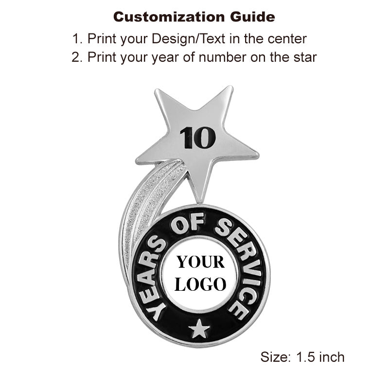 Years of Service Pins with Custom Years & Center Logo