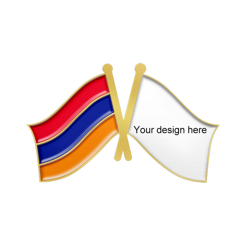 Gold Crossed Flag Pins - Armenia & Custom