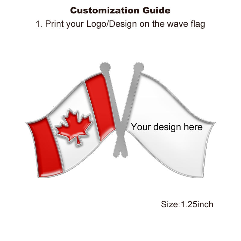 Silver Crossed Flag Pins - Canada & Custom