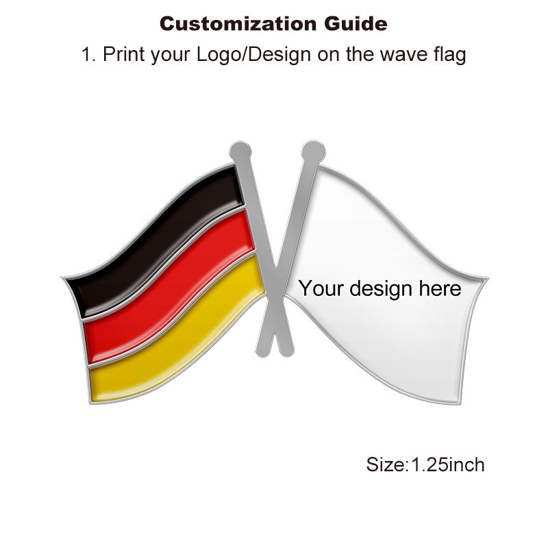 Silver Crossed Flag Pins - Germany & Custom