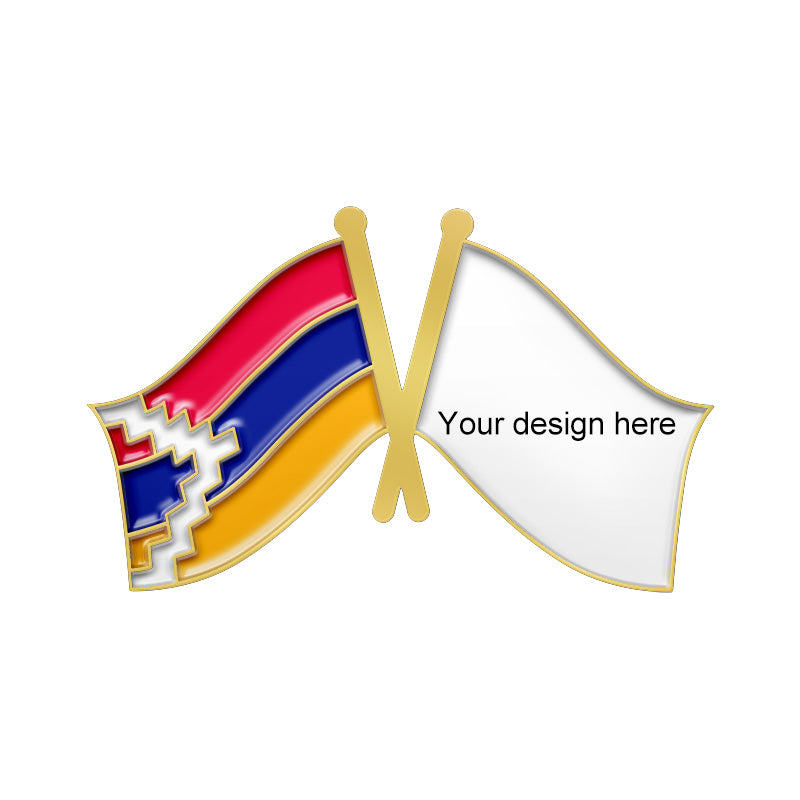Gold Crossed Flag Pins - Nagorno-Karabakh & Custom