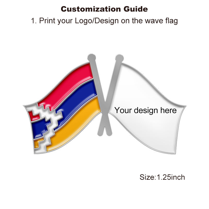 Silver Crossed Flag Pins - Nagorno-Karabakh & Custom