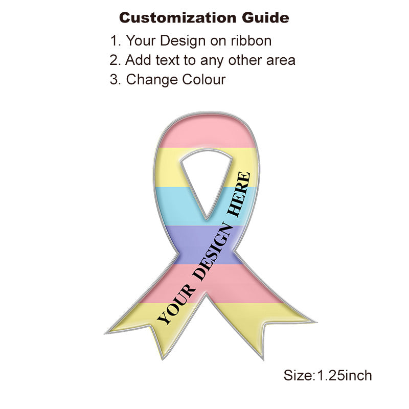 Custom Autism Awareness Ribbon Pin with Silver Plating