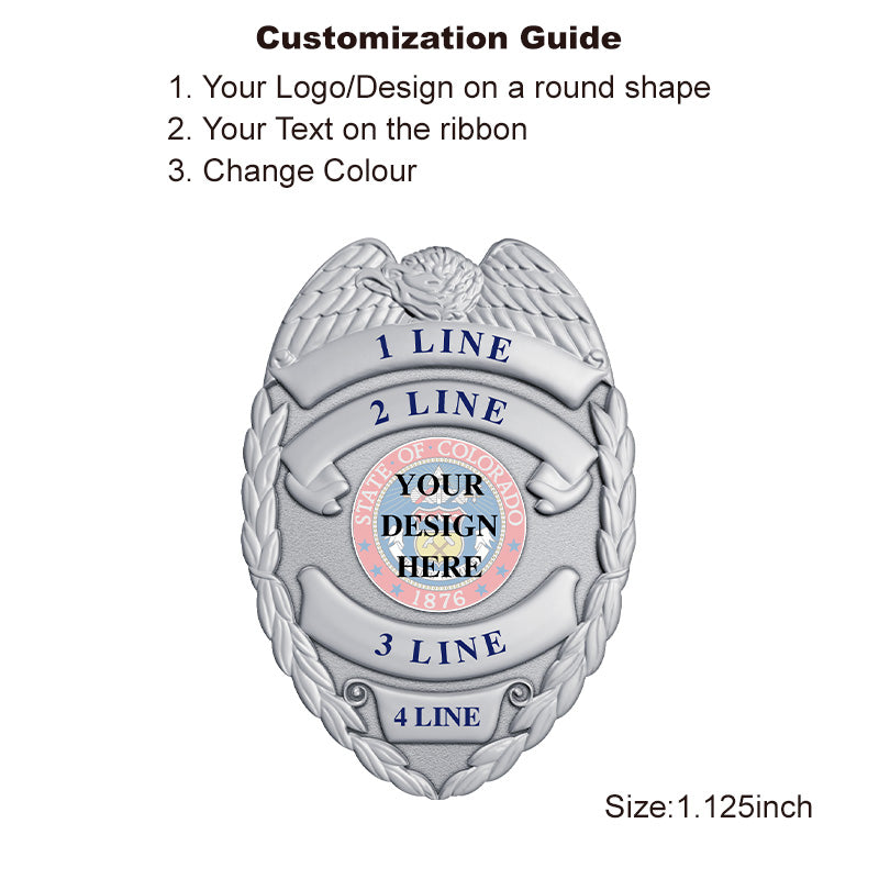 Silver Custom Police Detective Badge with UV seal, perfect for private detective badge, NYPD props or junior detective programs