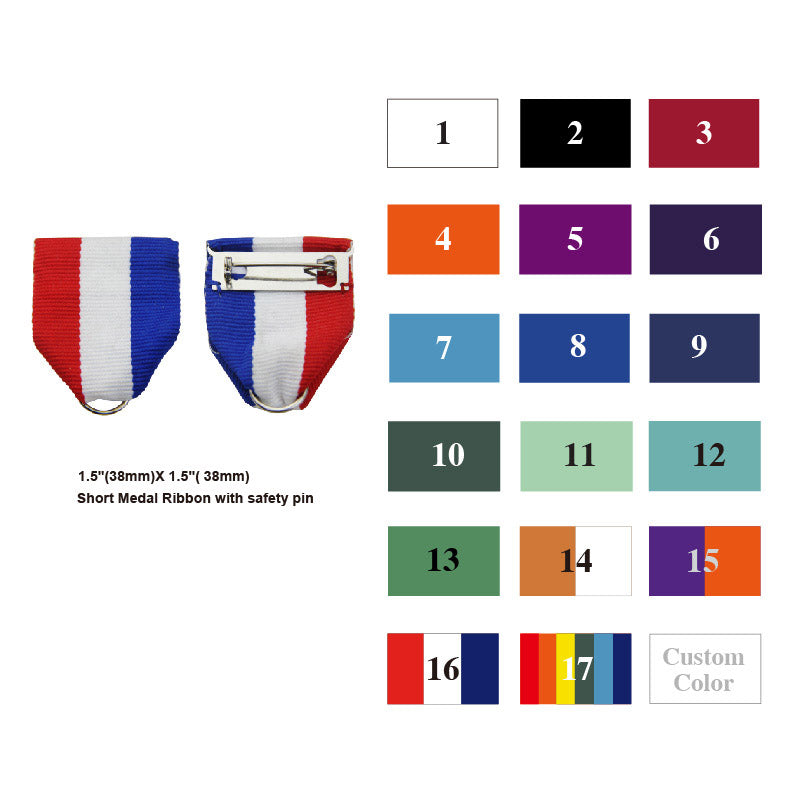 Short medal ribbon with safety pin for Yearpins medals