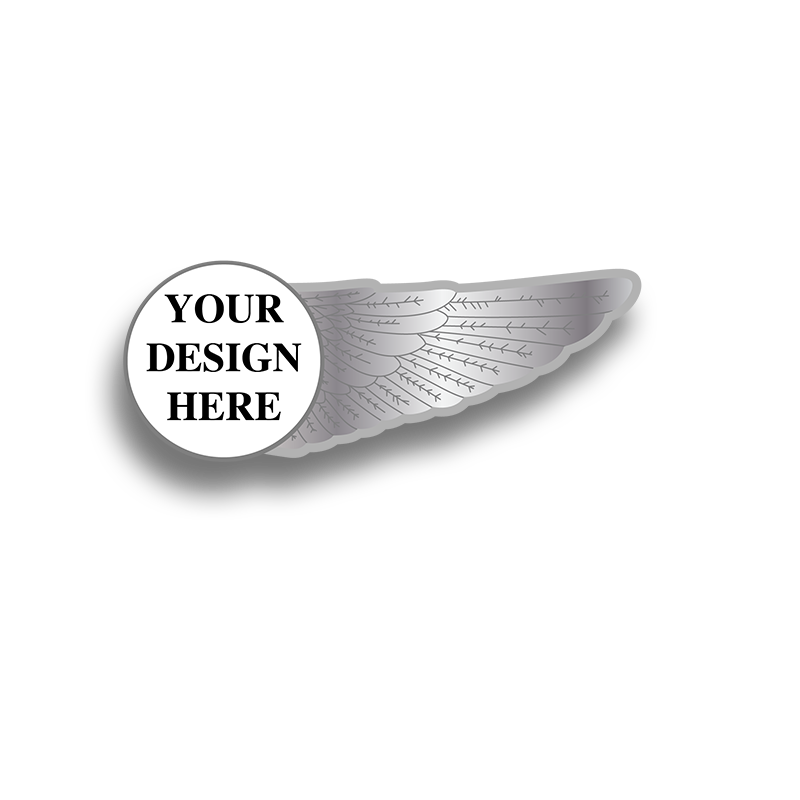 Pilot Wings Pin with Custom Shield Logo - Half Wing 1.75 inch