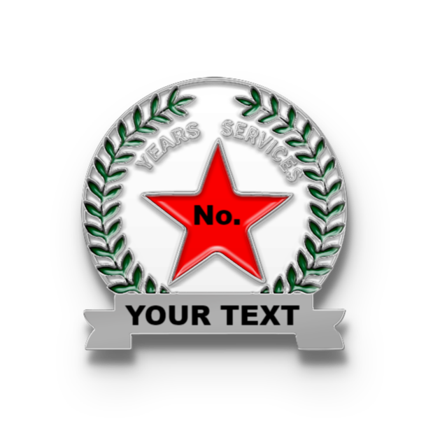 Years of Service Pins with Custom Star Years & Bottom Text