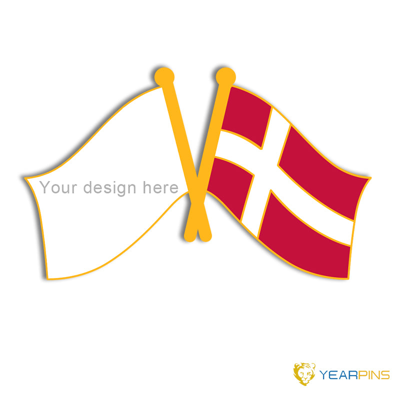 Denmark crossed flag pin